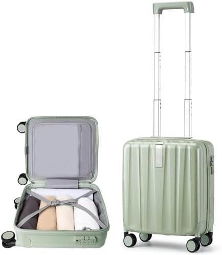 14 Inch Underseat Carry On Luggage with Wheels Hard Shell in Bamboo Green