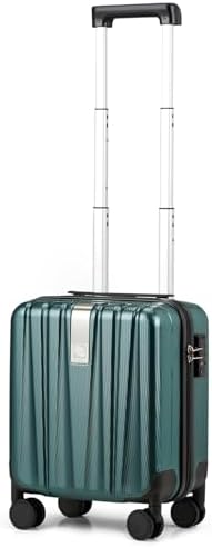 14 Inch Underseat Carry On Luggage with Wheels Hard Shell in Blackish Green