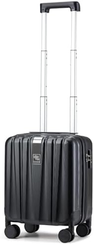 14 Inch Underseat Carry On Luggage with Wheels Hard Shell in Jet Black