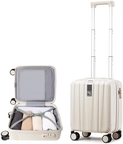 14 Inch Underseat Carry On Luggage with Wheels in Ivory White