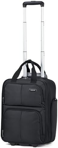 16 Inch Expandable Carry on Luggage with 2 Wheels Airline in Black