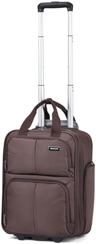 16 Inch Expandable Carry on Luggage with 2 Wheels Airline in Coffee