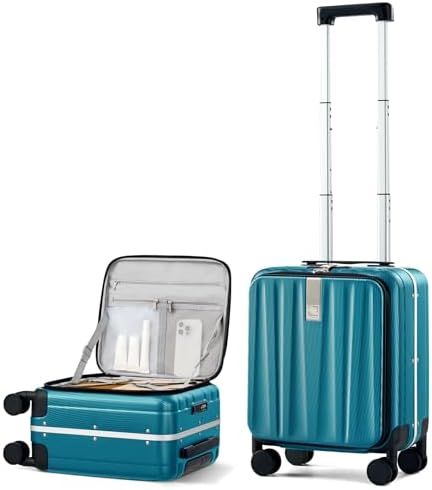 16 Inch Small Carry On Luggage in Caribbean Blue