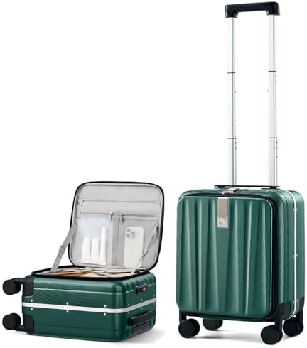 16 Inch Small Carry On Luggage in Dark Green