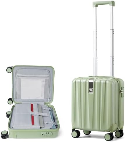 16 Inch Underseat Carry on Luggage with Wheels in Bamboo Green