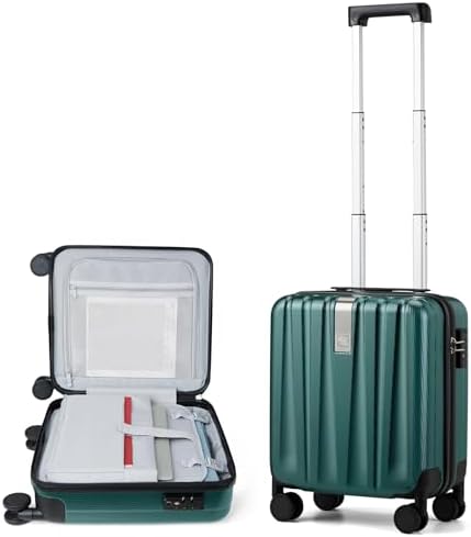 16 Inch Underseat Carry on Luggage with Wheels in Blackish Green