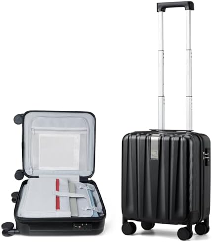 16 Inch Underseat Carry on Suitcases with Wheels in Jet Black