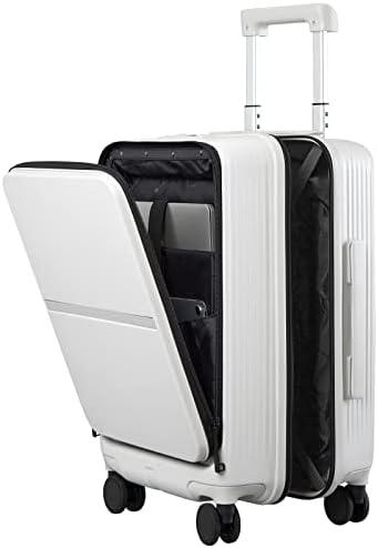 20 Inch Carry On Luggage Airline Approved Hard Shell Suitcases in Grayish white