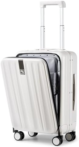 20 Inch Carry On Luggage Hard Shell Suitcases with Wheels in Ivory White Upgrade