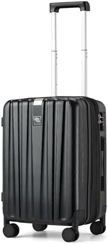 20 Inch Expandable Carry on Luggage 22x14x9 Airline Approved in Jet Black