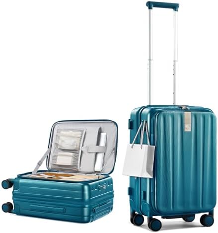 20 Inch Expandable Carry On Luggage Airline Approved Top in Caribbean Blue