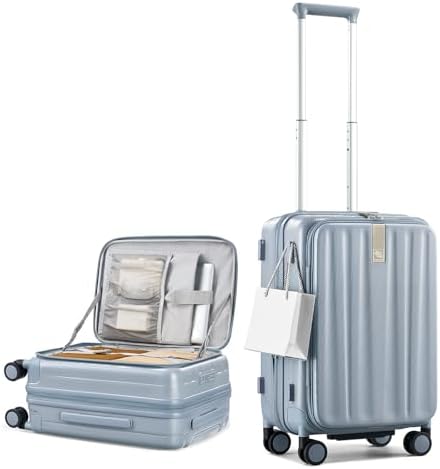 20 Inch Expandable Carry On Luggage Airline Approved Top in Grey