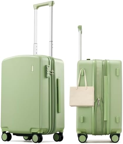 20 Inch Expandable Carry On Luggage in Bamboo Green