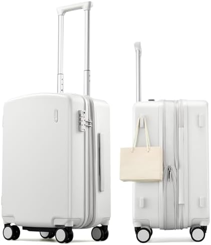 20 Inch Expandable Carry On Luggage in Smoke White