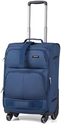 20 Inch Softside Expandable Carry On Luggage with 4 Spinner in Blue