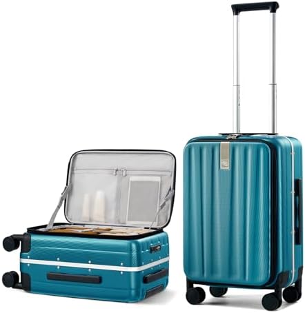 20 Inch Top Opening Aluminum Frame Carry On Luggage with TSA in Caribbean Blue