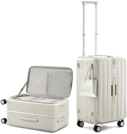 20 Inch Top Opening Carry On Luggage in Ivory White
