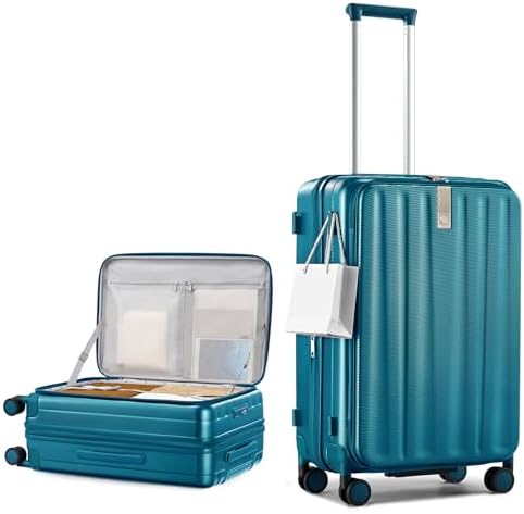 24 Inch Expandable Luggage Top Opening Checked Bag Luggage Hard in Caribbean Blue