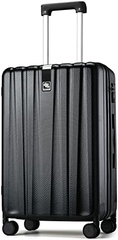 24 Inch Luggage Suitcases With Spinner Wheels Lightweight PC in Jet Black