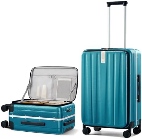 24 Inch Medium Checked Luggage in Caribbean Blue