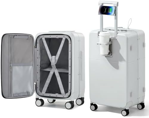 24 Inch Suitcase, Smoke White in white