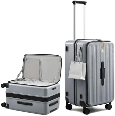 24 Inch Top Opening Expandable PC Checked Luggage with TSA Lock in Grey