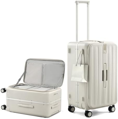 24 Inch Top Opening Medium Suitcase in Ivory White
