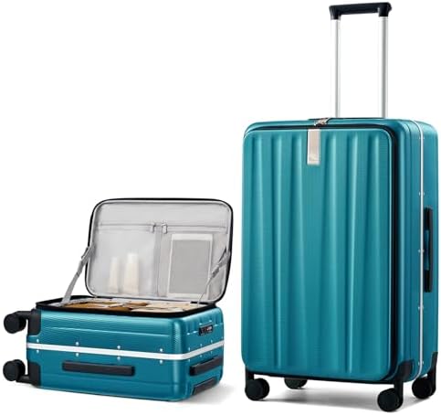 26 Inch Large Checked Luggage in Caribbean Blue