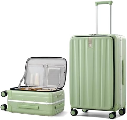 26 Inch Large checked Luggage PC Hard Shell luggage Top Opening in Bamboo Green