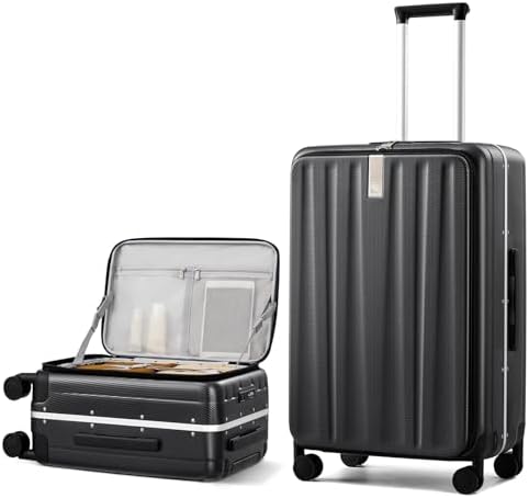 26 Inch Large Checked Luggage PC Hard Shell Luggage Top Opening in Black