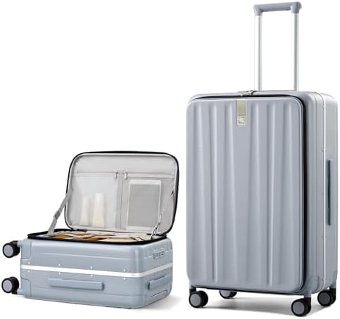 26 Inch Large Checked Luggage PC Hard Shell Luggage Top Opening in Grey