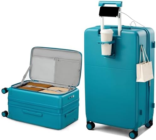 28 Inch Expandable Checked Luggage in Caribbean Blue