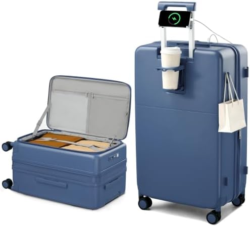 28 Inch Expandable Checked Luggage in Interstellar Blue