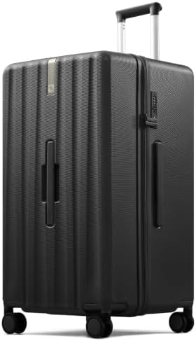 28 Inch Extra Large Checked Luggage Hard Shell Suitcase with in Jet Black