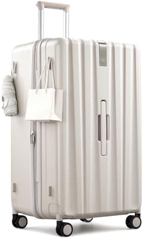 29 Inch Plus Expandable Luggage Large Suitcases with Wheels in Ivory White