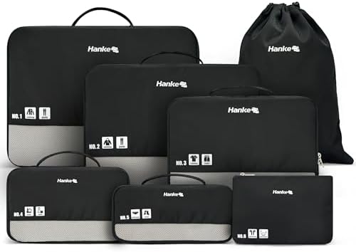7 Piece Expandable for Suitcases Black in Black