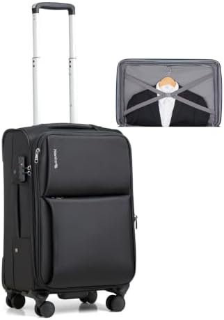 Carry On Luggage 22x14x9 Airline Approved with Garment in Black