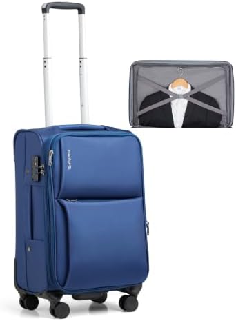 Carry On Luggage 22x14x9 Airline Approved with Garment in Blue