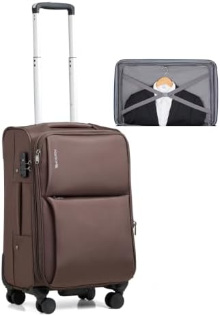 Carry On Luggage 22x14x9 Airline Approved with Garment in Coffee