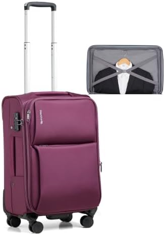 Carry On Luggage 22x14x9 Airline Approved with Garment in Purple