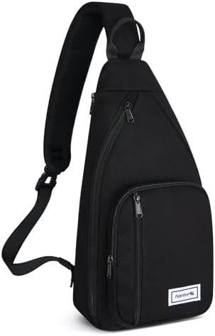 Crossbody Sling Bag, Chest Bag with 11" Tablet Pocket, Black in Black
