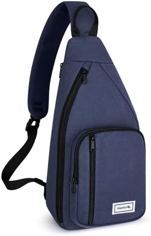 Crossbody Sling Bag, Chest Bag with 11" Tablet Pocket, Navy Blue in Navy Blue