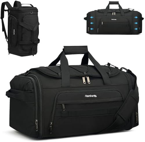 Duffle Bag for Travel, Dual Expandable 45L-55L Weekender Bags, B in Black