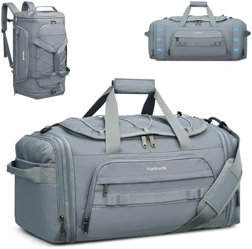 Duffle Bag for Travel, Dual Expandable 45L-55L Weekender Bags, G in Grey