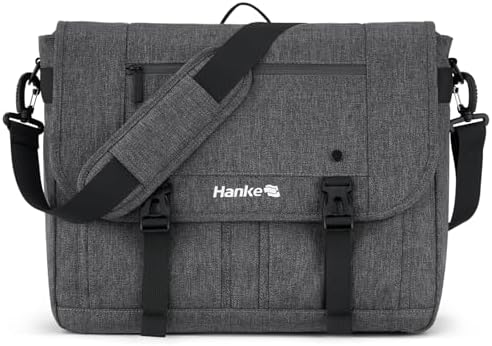 Durable Messenger Bag for Men with 15.6 Laptop Case in Dark Grey