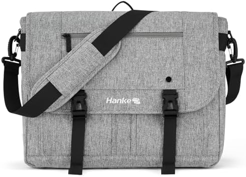 Durable Messenger Bag for Men with 15.6 Laptop Case in Light Grey