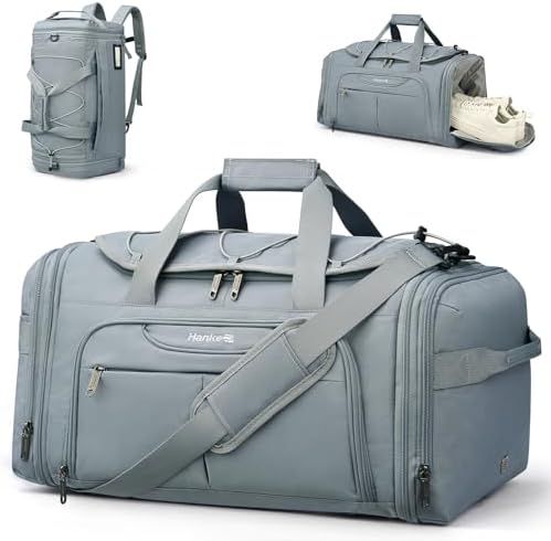 Expandable Carry On Duffle Bag for Travel 45L-55L Grey in Grey