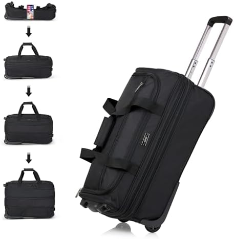 Expandable Carry On Luggage Suitcases with Wheels Foldable in Black