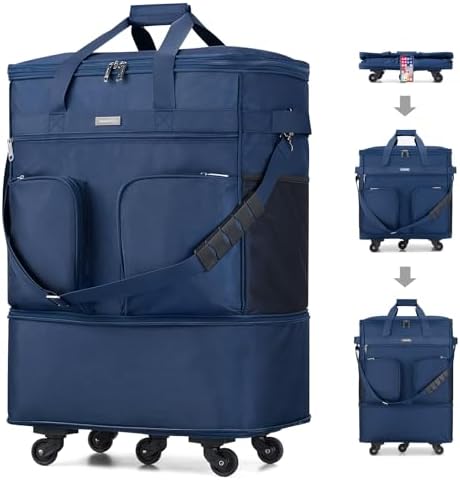 Expandable Collapsible Luggage with Wheels Suitcase Luggage in Blue-1