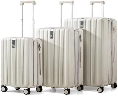 Expandable Hard Shell Luggage Sets in Ivory White